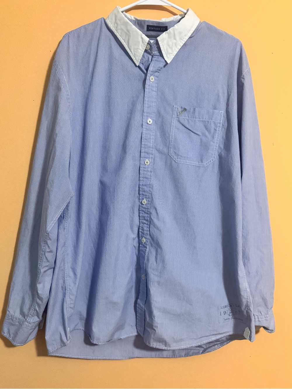 American Eagle Outfitters Vintage Fit Button Down Shirt XXL Blue Long Sleeve